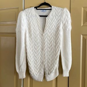 Angora Puff Sleeve Cardigan - vintage